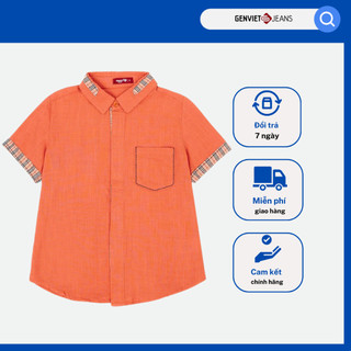 Áo sơ mi genviet cộc tay bé trai thô suông vừa i3323c8370
