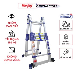 Thang nhôm rút đôi chữ A Nikawa NK-56AI-Pri, chiều cao chữ A 2,7m, nhập khẩu Nhật Bản, bảo hành chính hãng 18 tháng