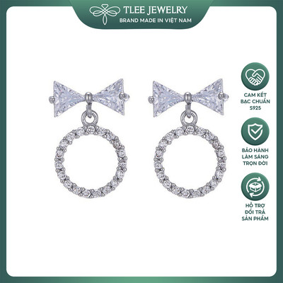 Bông tai bạc nữ TLEE mẫu nơ nạm đá nữ tính TLEE JEWELRY B0235