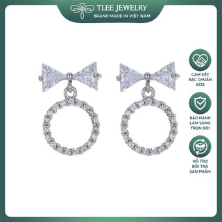 Bông tai bạc nữ TLEE mẫu nơ nạm đá nữ tính TLEE JEWELRY B0235
