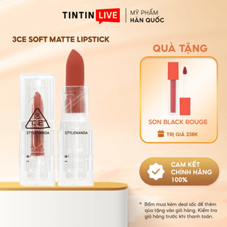 [CẬN DATE] Son 3CE, Son Môi Lì 3CE Dạng Thỏi Vỏ Trong Suốt - Đỏ Trầm, Nâu Đỏ, Hồng Khô, Cam Nâu, Cam San Hô Trầm
