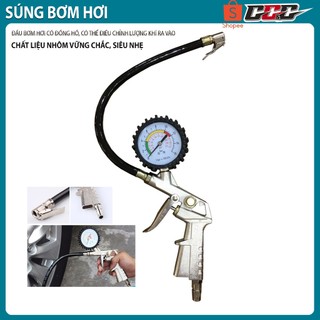 Đầu bơm xe, Dụng cụ bơm hơi có đồng hồ, chính hãng ETOP, bơm lốp xe máy, xe ô tô - Đồng hồ bơm hơi, sử dụng cùng máy nén