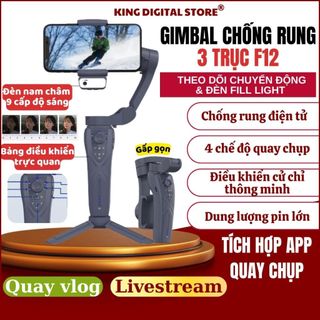 Gimbal 360 F12 - Tay cầm gimbal chống rung điện thoại có AI theo dõi thông minh quay phim chụp ảnh chuyên nghiệp