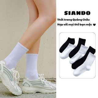 Tất cổ cao nam nữ vớ cổ ngắn unisex trơn thun cotton dày đẹp dễ thương SIANDO T01