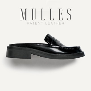 Giày sục nam đế cao màu đen MULLES da bò Patent chống nhăn, công sở văn phòng TONKIN  có size lớn