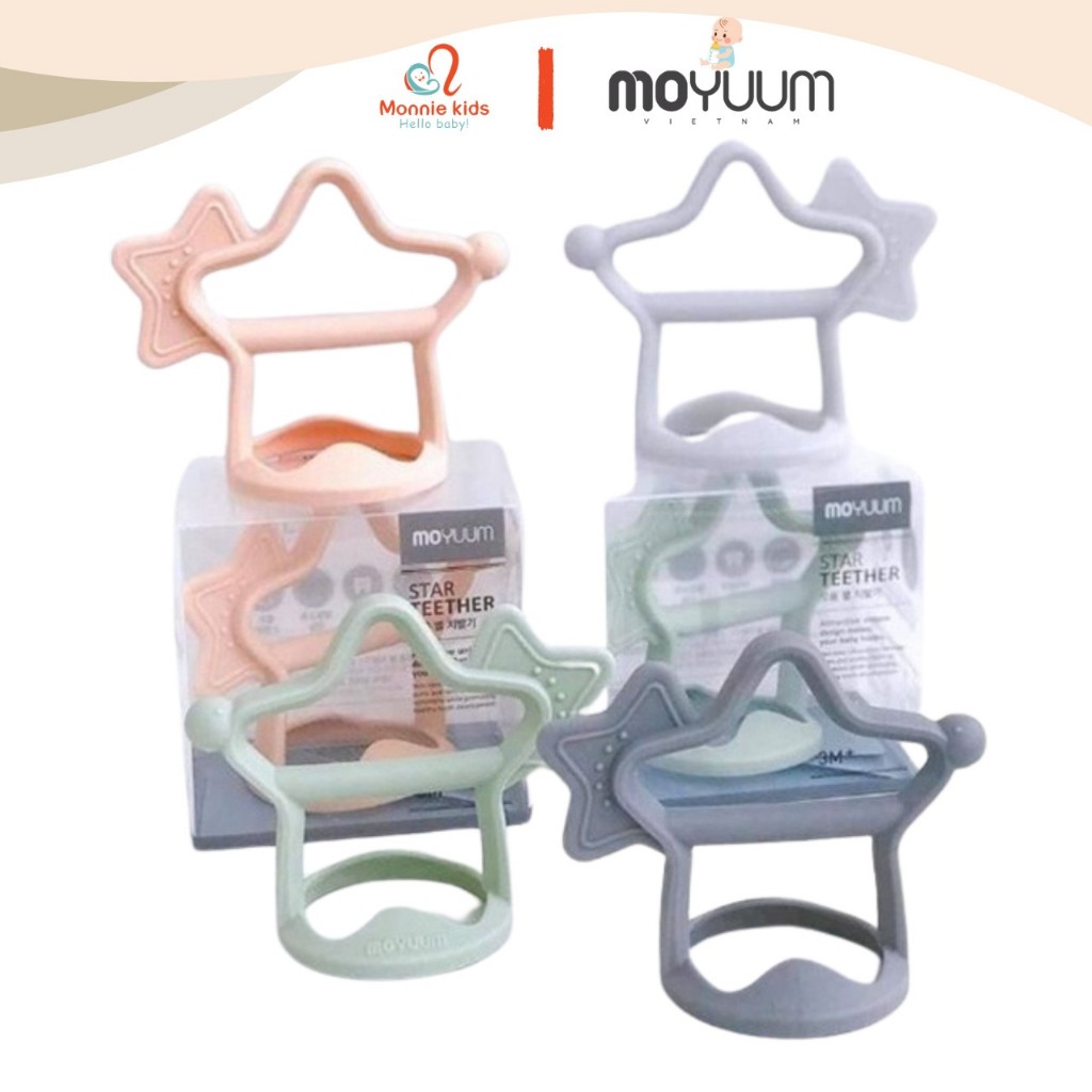 Gặm nướu Moyuum ngôi sao silicone cho bé 3m+, ngậm nướu silicon Hàn Quốc - Monnei Kids
