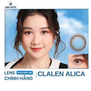 Kính áp tròng 1 ngày màu Alica Brown Clalen iris, lens mắt 1 lần màu nâu có độ cận - Lens Optic