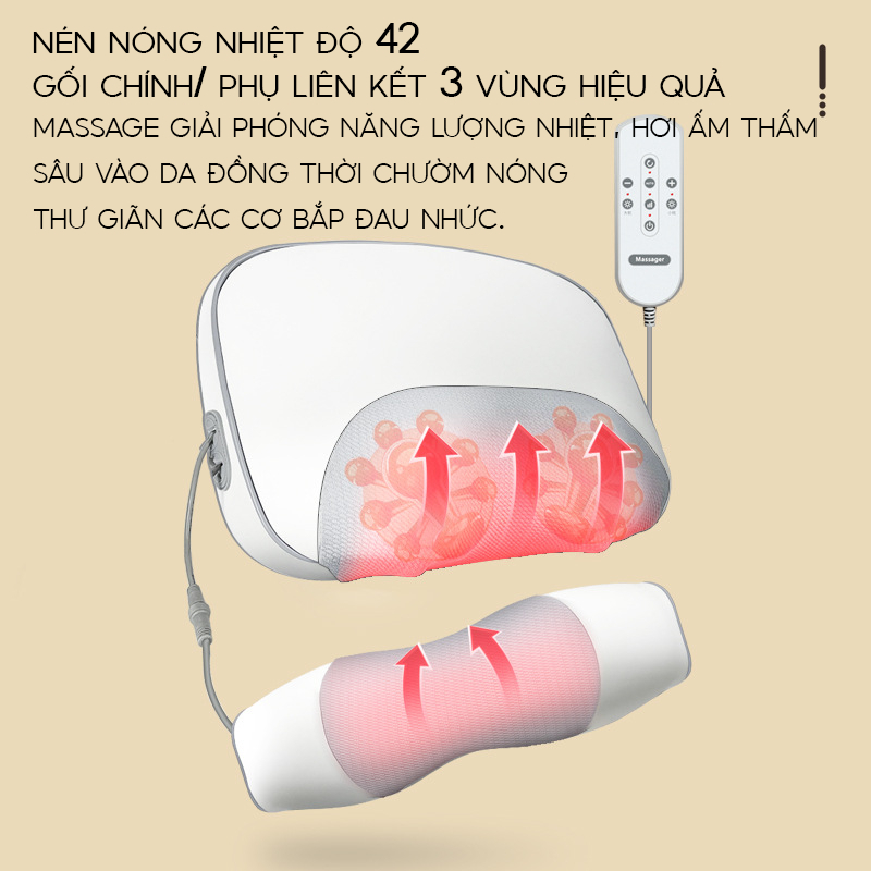 Gối Massage Cổ Vai Gáy DELADEP Đầu Massage 3D Hồng Ngoại Đảo Chiều Giúp Giảm Đau Nhức,Máy Mát Xa Đa Năng Toàn Thân GMC02