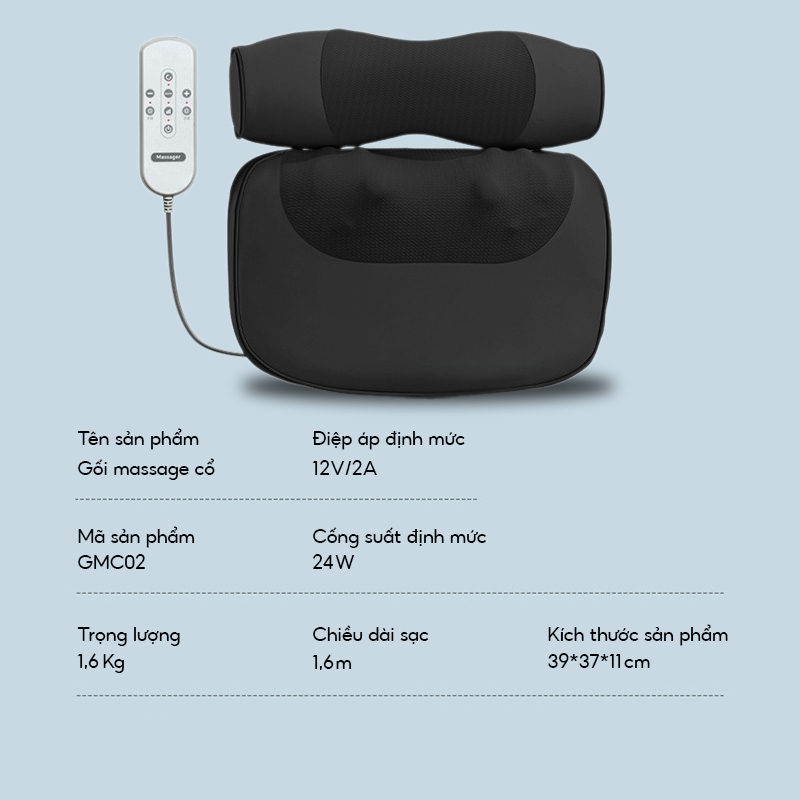Gối Massage Cổ Vai Gáy DELADEP Đầu Massage 3D Hồng Ngoại Đảo Chiều Giúp Giảm Đau Nhức,Máy Mát Xa Đa Năng Toàn Thân GMC02