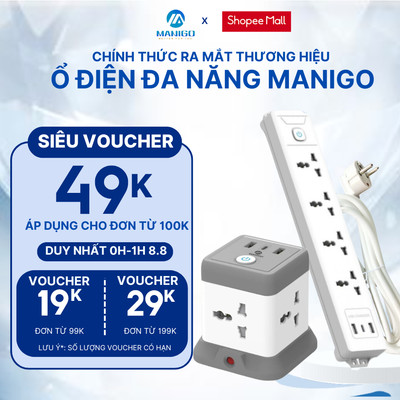 Combo ổ cắm đa năng Manigo Chiều Dài 3,5M, Ổ cắm điện 2500W USB Type-C BH 18 Tháng