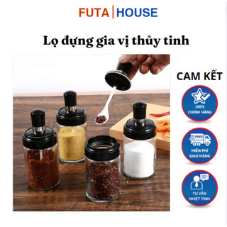 Lọ đựng gia vị thủy tinh- Hũ đựng gia vị có thìa thông minh Có Thìa
