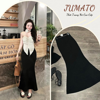 Chân váy thun đen đuôi cá dáng dài Jumato, váy nữ đen cạp cao tôn dáng phong cách trẻ trung hcom2757