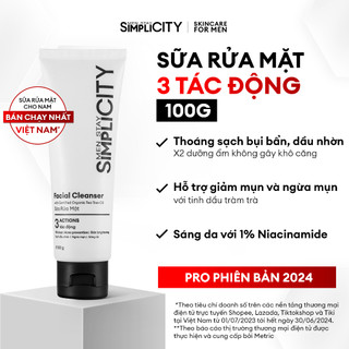Sữa rửa mặt cho nam sạch dầu nhờn ngừa mụn Men Stay Simplicity Facial Cleanser 100g