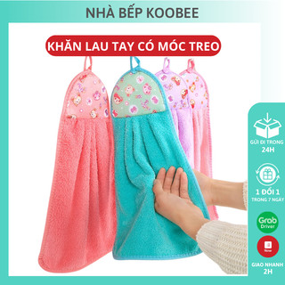 Khăn lau tay nhà bếp có móc treokhông xơ bông lau đa năng dày dặn siêu thấm nhanh khô KooBee (NB13)