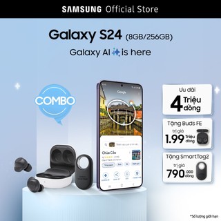 Combo: điện thoại samsung galaxy s24 8gb/256gb + tai nghe samsung galaxy buds fe + samsung smarttag2