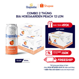 Combo 2 thùng bia bỉ hoegaarden peach thùng 12 lon chính hiệu - hương vị đào