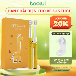 Bàn chải điện cho bé boorui bàn chải đánh răng điện trẻ em, bản nâng cấp 2024 công nghệ sóng âm, 3 chế độ làm sạch răng