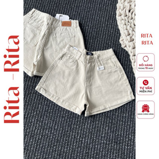  Quần sọt jean kaki nữ màu trắng màu kem đơn giản dễ phối đồ lai lật 