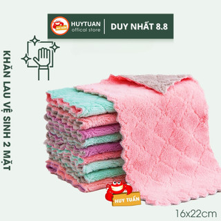 Combo 15 khăn lau bếp đa năng tiện lợi,  khăn lau tay 2 mặt siêu thấm lau bát lau chén đĩa (KLT04) bibi90