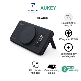 Pin sạc dự phòng Aukey PB-WL01i 10000mAh hỗ trợ sạc nhanh 22.5W/sạc không dây 15W