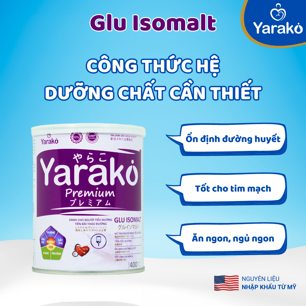 Sữa Bột Dành Cho Người Tiểu Đường Và Tiền Đái Tháo Đường YARAKO PREMIUM GLU ISOMALT 400g/900g