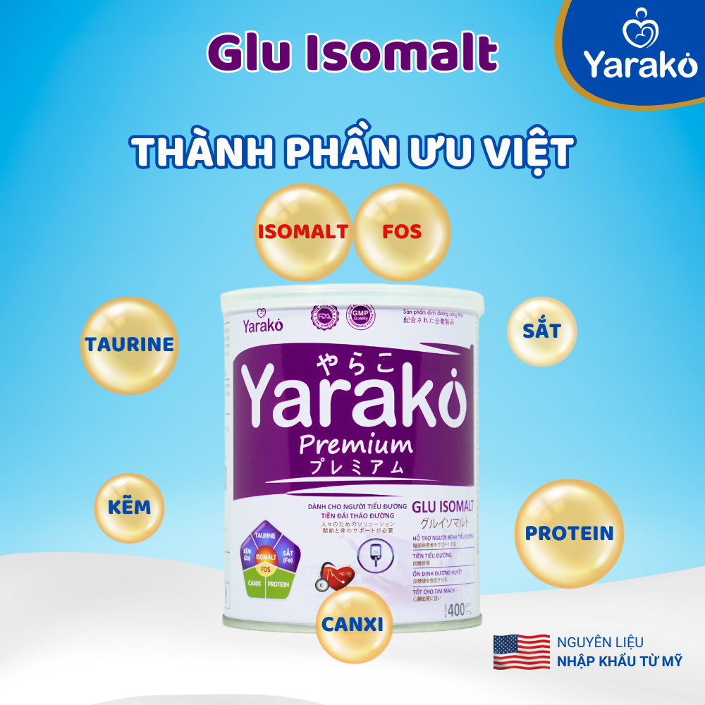 Sữa Bột Dành Cho Người Tiểu Đường Và Tiền Đái Tháo Đường YARAKO PREMIUM GLU ISOMALT 400g/900g