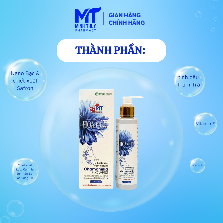 Dung Dịch Vệ Sinh Phụ Nữ Hoa Cúc 100ML - Ngăn Ngừa Vi Khuẩn Nấm Ngứa. Giúp Giảm Mùi, Khử Mùi Hôi Vùng Kín.