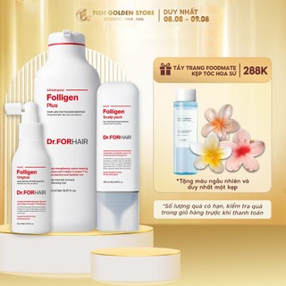 Bộ Gội Xả Dưỡng Hỗ Trợ Móc Tóc, Nuôi Dưỡng Da Đầu Dr.FORHAIR: Folligen Plus x Scalp Pack x Tonic