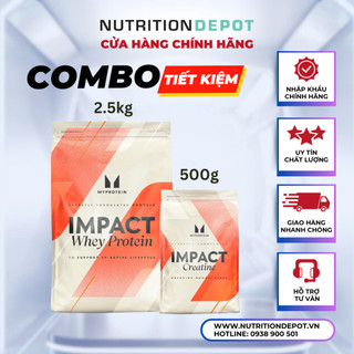Combo tăng cơ và sức mạnh 06 - impact whey protein 2.5kg và creatine 500g myprotein - nutrition depot vn