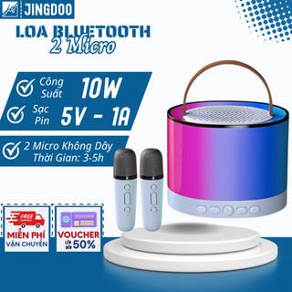 Loa bluetooth karaoke mini k52 công suất 10w kèm 2 micro không dây, loa hát karaoke mini bluetooth 2 mic tiện lợi