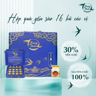 Hộp quà biếu tặng 16 hũ các vị yến sào chưng sẵn Song Phát sang trọng ý nghĩa giúp tăng cường sức khỏe 70ml