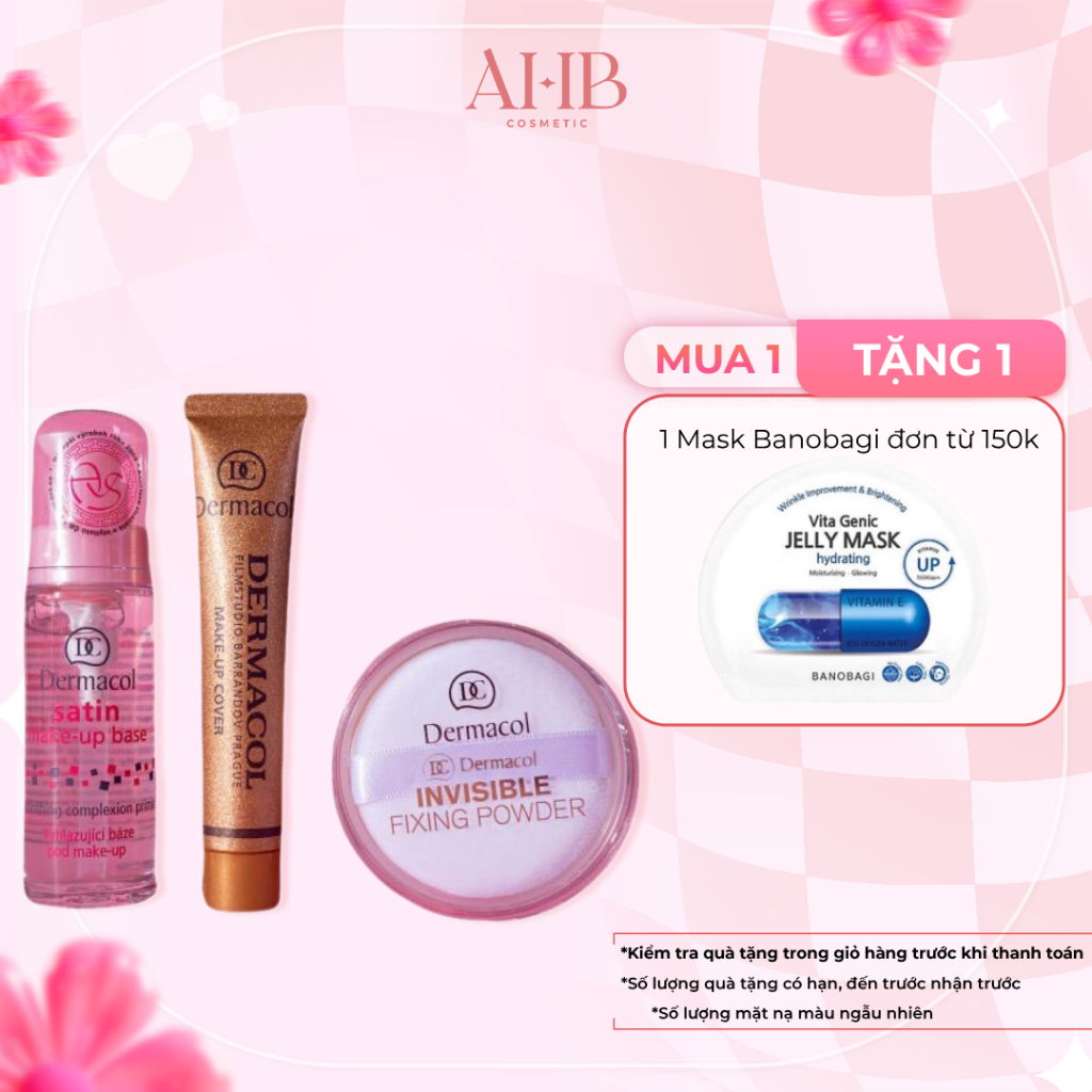 [COMBO MAKEUP] SERUM LÓT KIỀM DẦU + KEM NỀN DERMACOL + PHẤN BỘT