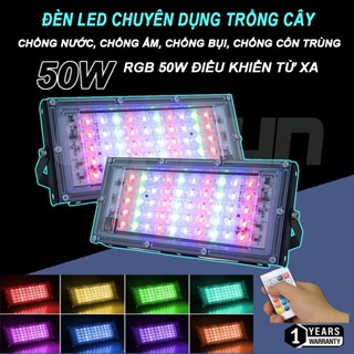 Đèn pha Led đổi màu RGB chống nước, hắt cột, hắt tường 50W Có Điều Khiển-Remote, nhiều chế độ sáng tự động chuyển màu