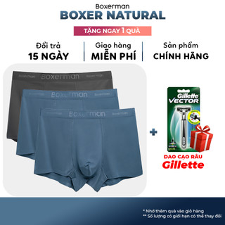 Quần boxer nam sịp đùi thông hơi thoáng mát combo 3 quần natural breath trunk modal gỗ sồi boxerman