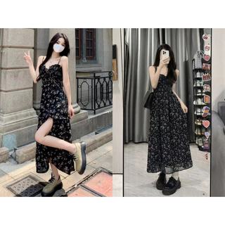 Đầm xòe họa tiết hoa phong cách Boho Ditsy cho Nữ,Đầm Hai Dây Hoa Tôn Dáng Đi Biển Form Dài Siêu Nữ Tính