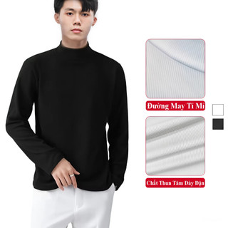 Áo Giữ Nhiệt Nam Dài Tay Vicenzo Co Giãn Cổ Tròn Và Cao Cổ, Áo Thun Nam Giữ Nhiệt