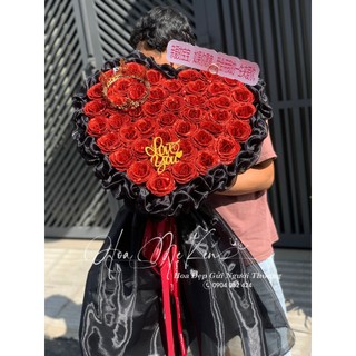 Bó hoa nhũ kim tuyến 50 bông hình trái tim, quà tặng Valentine, 8/3, 20/10