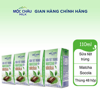 Thùng 48 hộp Sữa tiệt trùng Matcha Socola Mộc Châu Milk