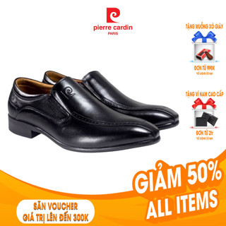 Giày tây lười nam Pierre Cardin da bò thật cao cấp, đế cao su chống trượt, thấm hút mồ hôi tốt - 758