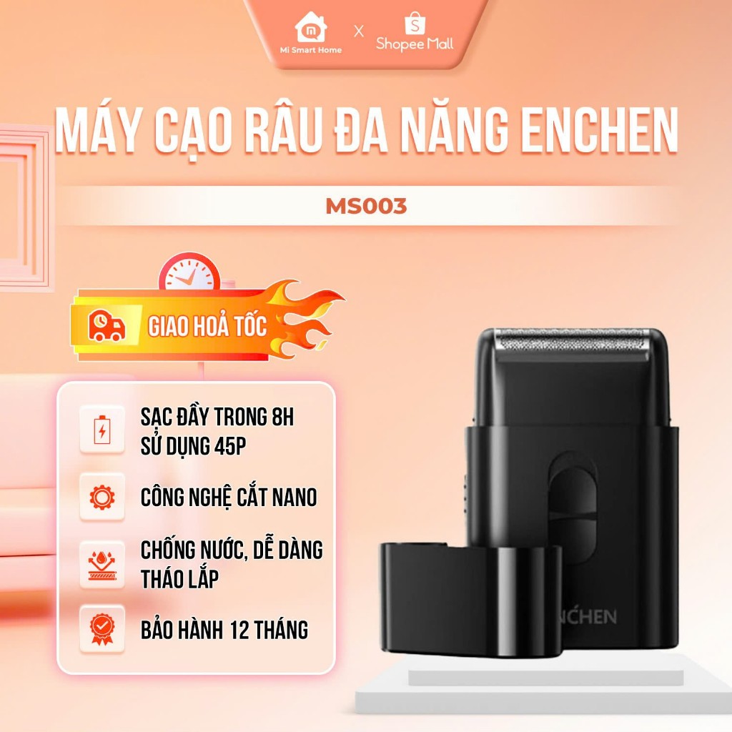 Máy cạo râu Blackstone Enchen MS003, chống nước IPX7 cạo khô & ướt, pin sử dụng đến 2 tháng
