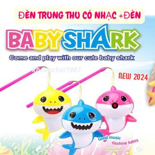 Đèn lồng trung thu cá mập Baby Shark, Lồng đèn phát sáng dễ thương cho bé có nhạc và đèn