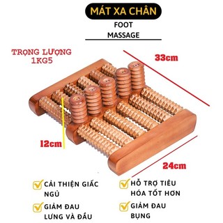 Bàn lăn gỗ massage chân 6 hàng đại
