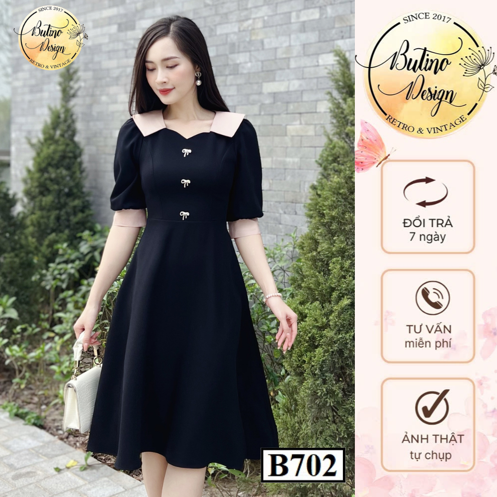 Váy đầm B702 dáng xoè thời trang nữ cao cấp thiết kế thủ công butino shop
