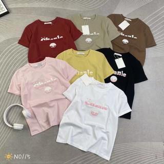 Áo thun croptop nữ tay ngắn cổ tròn thêu chữ CHA X hàng Quảng Châu chất cotton, áo phông baby tee mùa hè hàn quốc 0115