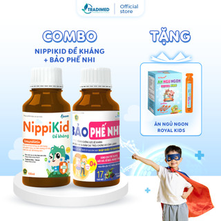 Combo Hỗ Trợ Giảm Ho - Tăng Đề Kháng, Siro Ho 3in1 Bảo Phế Nhi và NippiKid Đề Kháng, Tradimed Pharma