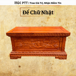 Đôn chữ nhật, đế tượng mẫu hoa sen chữ vạn gỗ hương đá kích thước 30 x 60 cao 30 cm