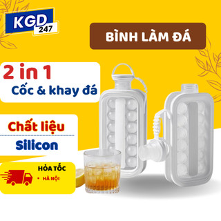 Khay đá làm đá viên 2 trong 1, khuôn làm đá viên di động có nắp đậy thông minh tiện lợi