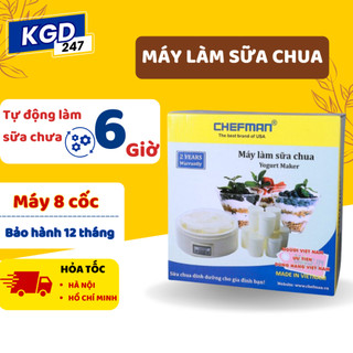 Máy làm sữa chua Chefman 8 cốc cao cấp, máy ủ sữa chua tự động, bảo hành 24 tháng