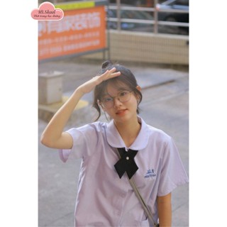 Áo đồng phục BIGSIZE học sinh Thái Lan nanno cosplay/ Áo sơ mi cổ bèo ngắn tay thêu chụp kỷ yếu nhóm