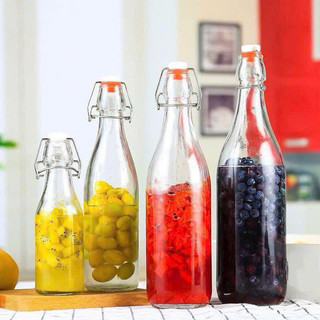 Chai nắp kẹp thủy tinh 500ml, 1000ml dáng tròn, dáng vuông